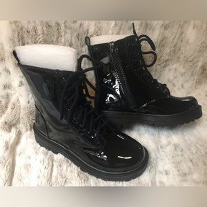 New! Soda Brand, Black Patent, Lace up, Combat boot